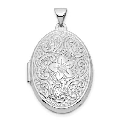 Swirl Design Floral 26mm Oval Locket 14k White Gold XL841, MPN: XL841,