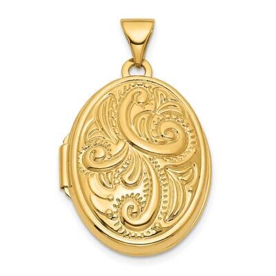 Reversible Swirl Design 21mm Oval Locket 14k Gold XL838, MPN: XL838, 191101085901