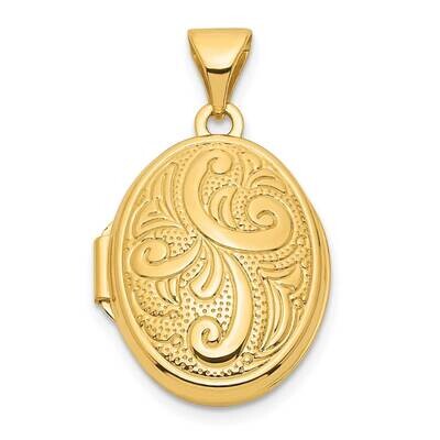 Yellow Gold Swirl Design 17mm Oval Locket 14k Gold XL832, MPN: XL832, 196904149560
