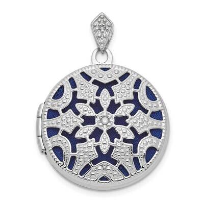 Filigree .01Ct Diamond 20mm Round Locket 14k White Gold XL829, MPN: XL829,