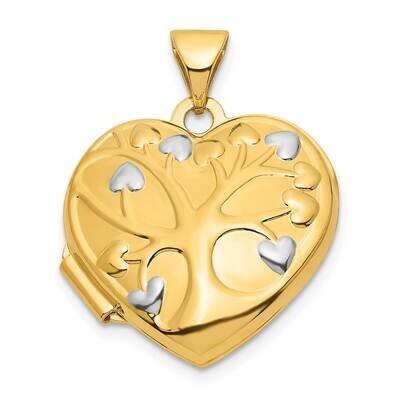 White Rhodium Tree 18mm Heart Locket 14k Gold XL826, MPN: XL826,