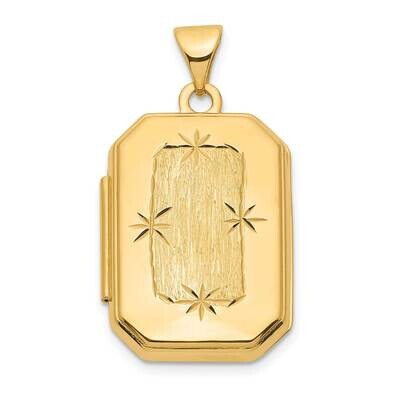 Diamond-Cut Brushed 20mm Rectangular Locket 14k Gold XL822, MPN: XL822,