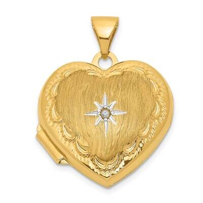 Satin White Rhodium Diamond Heart Locket 14k Gold Polished XL816, MPN: XL816,