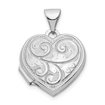 Reversible Swirl Design 15mm Heart Locket 14k White Gold XL805, MPN: XL805,