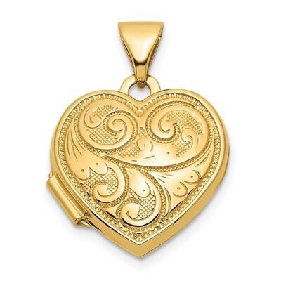 Reversible Swirl Design 15mm Heart Locket 14k Gold XL804, MPN: XL804,