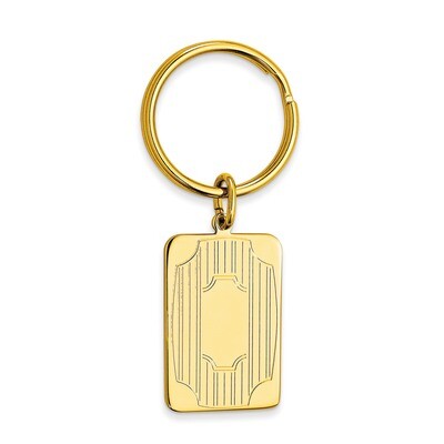 Gold-Plated Kelly Waters Key Ring With Lines and Cut Corners KW727