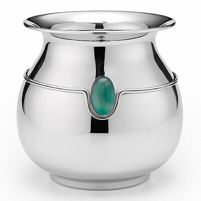 Mary Jurek Santa Fe Round Vase with Green Onyx Stone 7.25&quot; x 8&quot; SFV001.2, MPN: SFV001.2, 8176580134…
