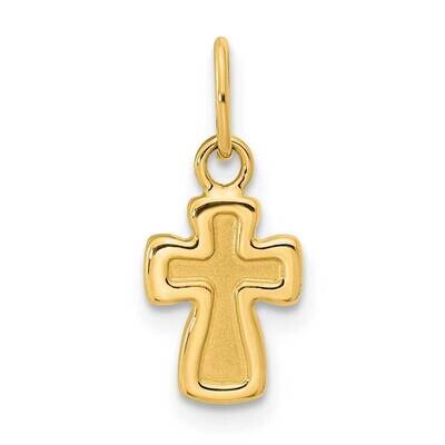 Satin Gold Cross Pendant 14k Gold Polished YC1495, MPN: YC1495,