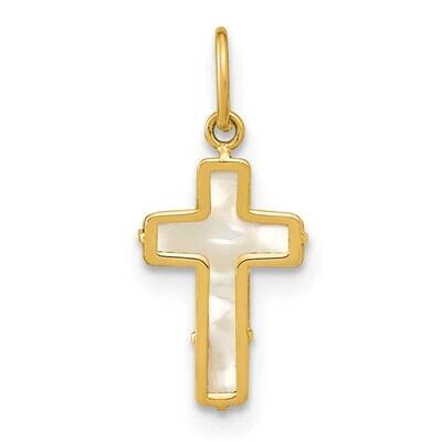 Mother Of Pearl Cross Pendant 14k Gold Polished YC1494, MPN: YC1494,