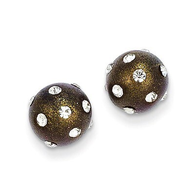 14k Gold Crystal Brown 8mm Post Earrings YE1630