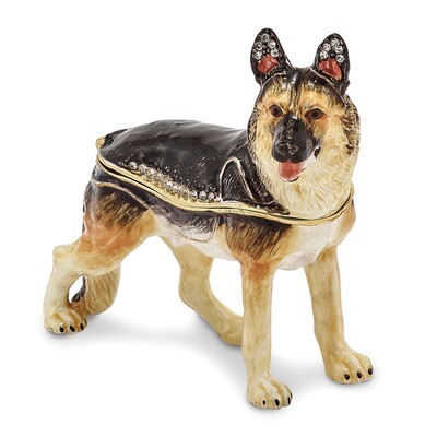 German Shepherd Trinket Box Enamel on Pewter by Jere, MPN: BJ2166, 191101595639