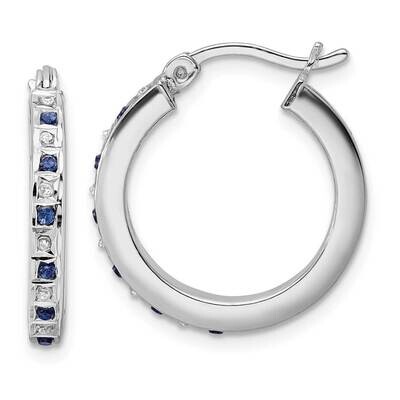 Diamond Mystique Dia/Sapphire Hoop Earrings Sterling Silver Platinum-Plated QDF198, MPN: QDF198, 19…
