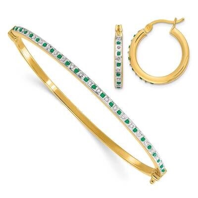 Diamondmystique Dia/Em Earrings/Bangle Set Sterling Silver 18k Gold-Plated QDF196, MPN: QDF196,