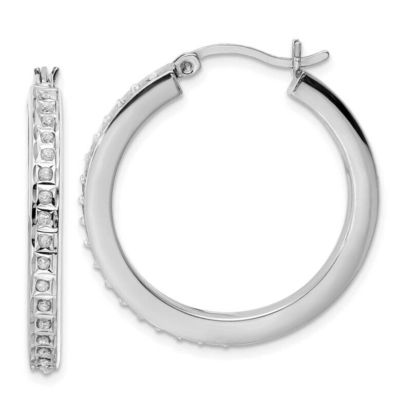 Diamond Mystique Hoop Earrings Sterling Silver Platinum-Plated QDF190