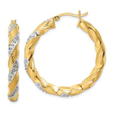 Diamond Mystique Twisted Hoop Earrings Sterling Silver 18k Gold-Plated QDF194, MPN: QDF194, 1969041…