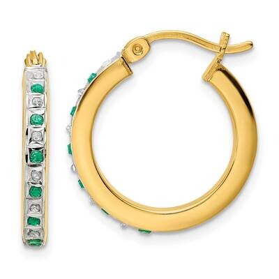 Diamondmystique Dia/Emerald Hoop Earrings Sterling Silver 18k Gold-Plated QDF197, MPN: QDF197, 1969…