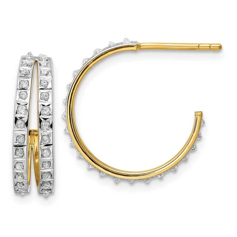 Diamond Mystique Post Hoop Earrings Sterling Silver 18k Gold-Plated QDF185