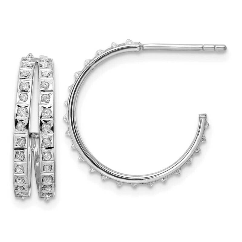 Diamond Mystique Post Hoop Earrings Sterling Silver Platinum-Plated QDF184