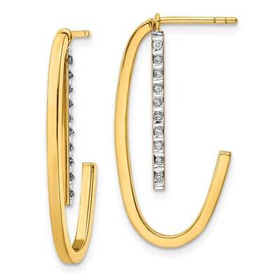 Diamond Mystique J-Hoop with Dangle Earrings Sterling Silver 18k Gold-Plated QDF183, MPN: QDF183, 1…