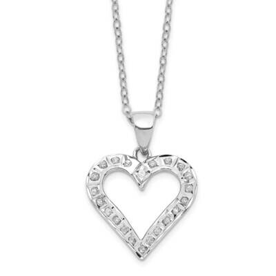 Diamond Mystique Heart Necklace Sterling Silver Platinum-Plated QDF181, MPN: QDF181, 196904164150