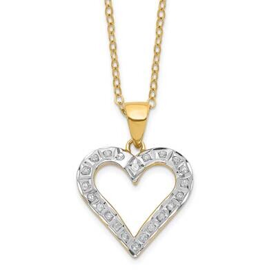 Diamond Mystique Heart Necklace Sterling Silver 18k Gold-Plated QDF180, MPN: QDF180,