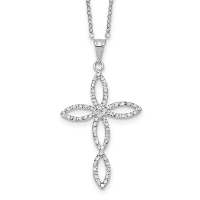 Diamond Mystique Platinum-Plated Diamondcross 18 Inch Necklace Sterling Silver QC9675
