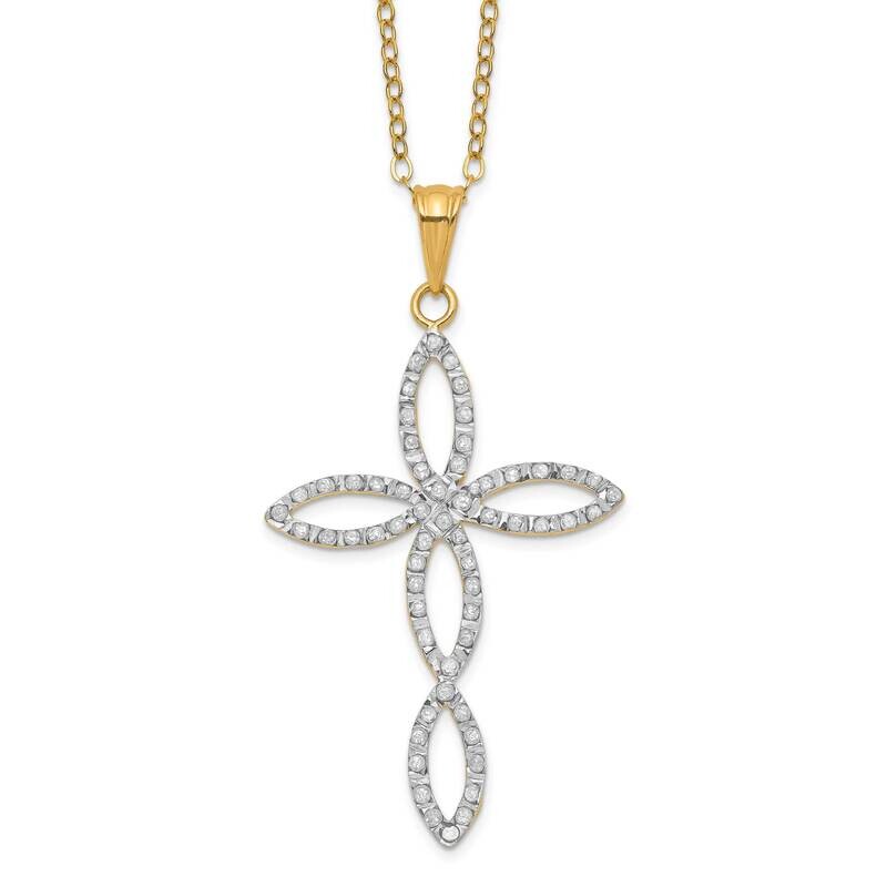 Ss Diamond Mystique Yellow Gold-Plated Diamondfancy Cross 18 Inch Necklace QC9676