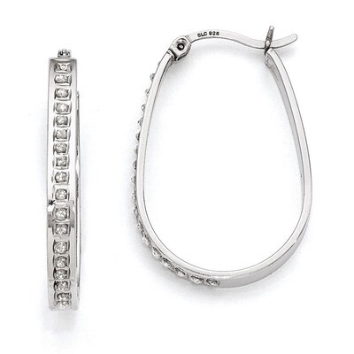 Mystique Pear Hoop Earrings Sterling Silver with Diamonds QDF160, MPN: QDF160, 883957536682