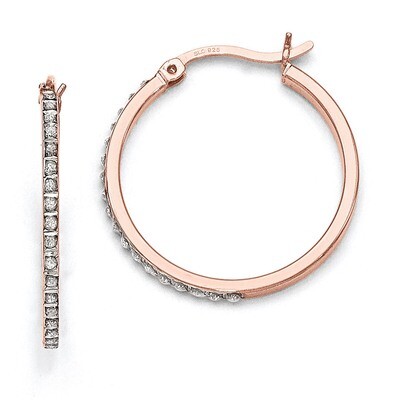 Mystique Round Hoop Earrings Sterling Silver with Diamonds QDF157, MPN: QDF157, 883957501277