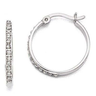 Mystique Round Hoop Earrings Sterling Silver with Diamonds QDF155, MPN: QDF155, 883957398204