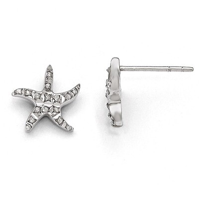 Mystique Starfish Earrings Sterling Silver with Diamonds QDF149, MPN: QDF149, 883957525327