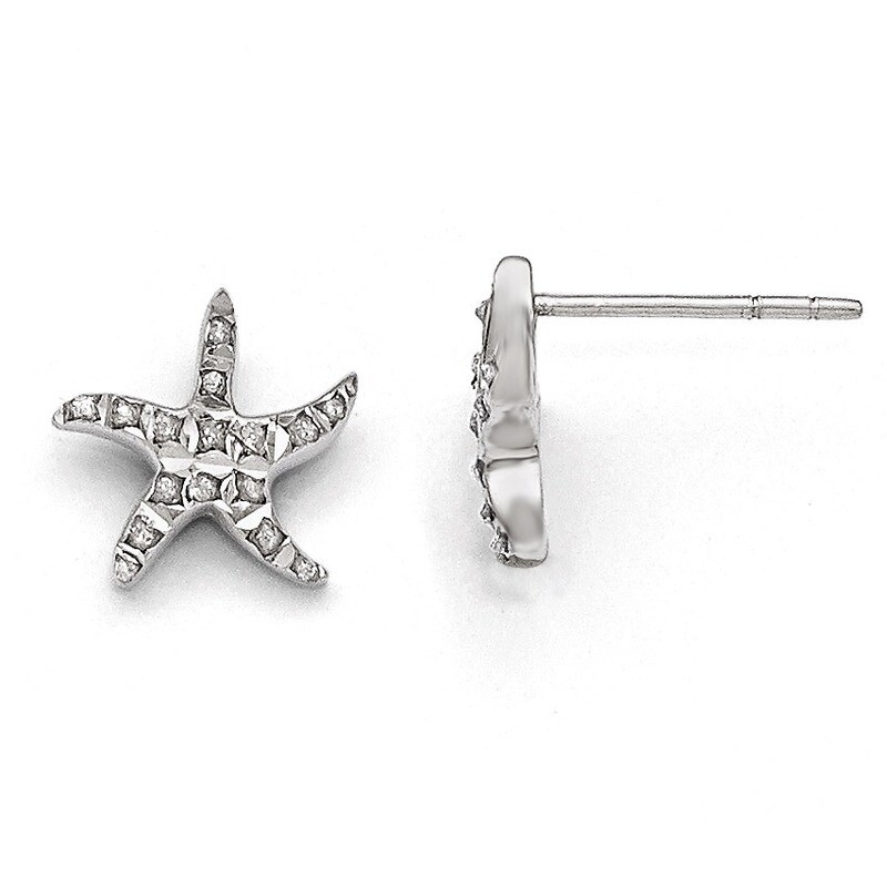 Mystique Starfish Earrings Sterling Silver with Diamonds QDF149