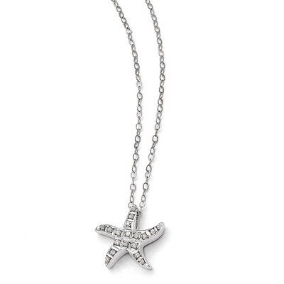 Mystique Starfish 18 Inch Necklace Sterling Silver with Diamonds QDF144, MPN: QDF144, 883957539898