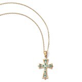 Emerald 18 Inch Cross Necklace Sterling Silver &amp; Gold-plated with Diamonds QDF130, MPN: QDF130, 191…