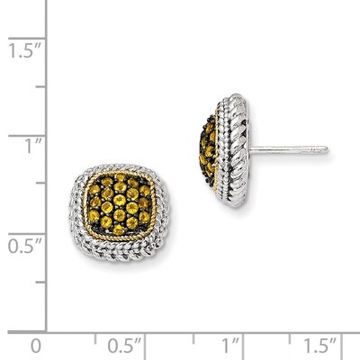 Citrine Post Earrings Sterling Silver &amp; 14k Gold with Black Rhodium QTC957, MPN: QTC957, 8839570289…