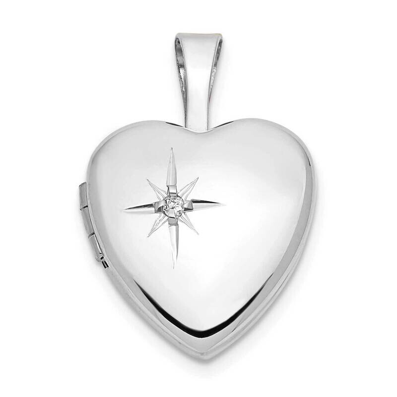 12mm .01Ct. Diamond Heart Locket 14k White Gold XL801