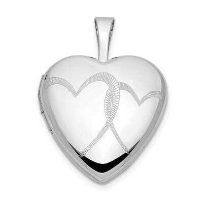 16mm Double Hearts Locket 14k White Gold XL795, MPN: XL795,