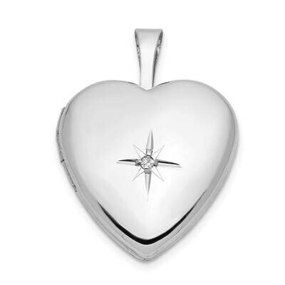 16mm .01Ct. Diamond Heart Locket 14k White Gold XL793, MPN: XL793,