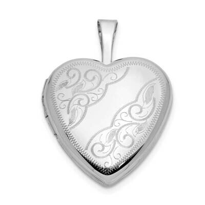 16mm Floral Heart Locket 14k White Gold XL791, MPN: XL791,