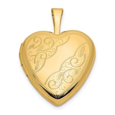 16mm Leaf and Scroll Heart Locket 14k Gold XL790, MPN: XL790, 883957476841