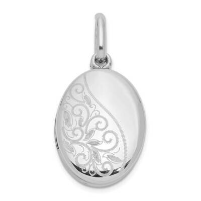 Scroll 18mm Oval Swing Locket Sterling Silver Rhodium-plated QLS1109, MPN: QLS1109,