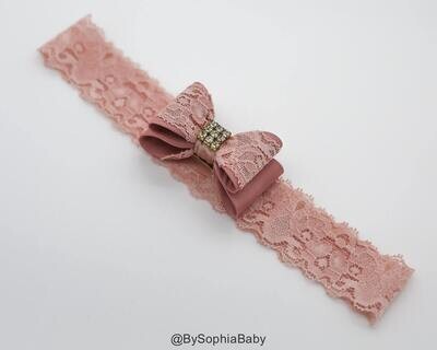 Baby Headband Pale Pink Baby Headband Flower Girl Headband Pale Pink Bow Headband Pink Baby Bow Lac…