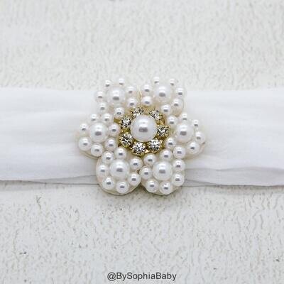 Baby Headband Baby White Pearl Flower Headband Baby White Headband Baby Pearl Headband Flower Girl …
