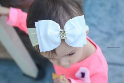 IVORY Big Bow Headband Baby Ivory Headband Newborn Headband Baby Bow Headband Photo Prop Big Bow He…