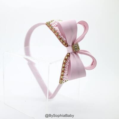 Light Pink Bow Headband Girl&#39;s Headband Toddler Headband Light Pink Hard Headband Bow Headband Flow…