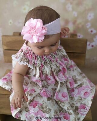 Light Pink Pearl Flower Headband Baby Flower Headband Baby Headband Big Flower Headband Flower Girl…
