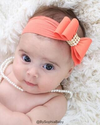 Coral Big Bow Headband Orange Baby Headband Baby Big Bow Headband Newborn Headband Baby Headbands N…