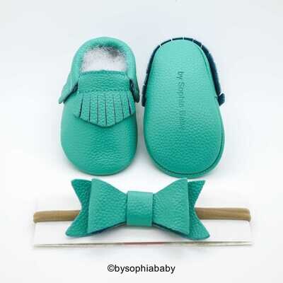 Teal Fringe Moccasins Baby Teal Moccasins Baby Leather Shoes Genuine Leather Moccs Toddler Moccasin…