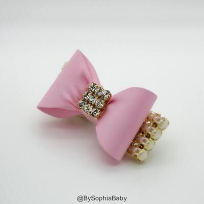 Baby Bow Hair Clip Light Pink Bow Hair Clip Pink baby Hair Clip Rhinestone Hair Clip Baby Hair Clip…