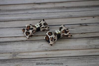 Cheetah Baby Bow Hair Clip Bow Hair Clip Hair Clip Rhinestone Hair Clip Flower Girl Hair Clip Baby …